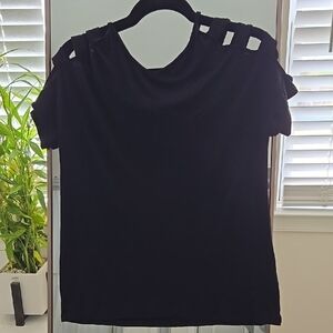 Black Cut-Out Shoulder Top